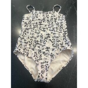 GB Girls white and black floral one piece swimsuit 16